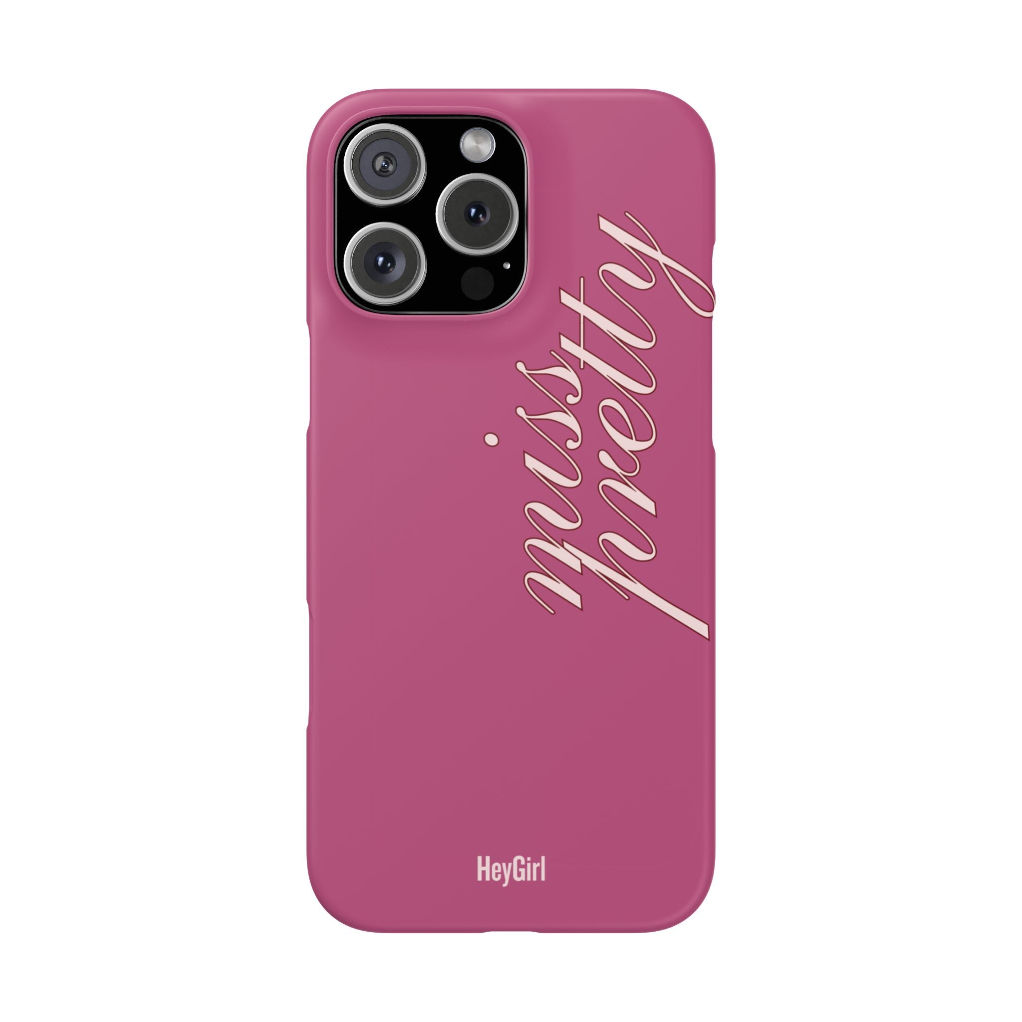 Pink “Miss Pretty” Phone Case, Feminine Protective iPhone Cover