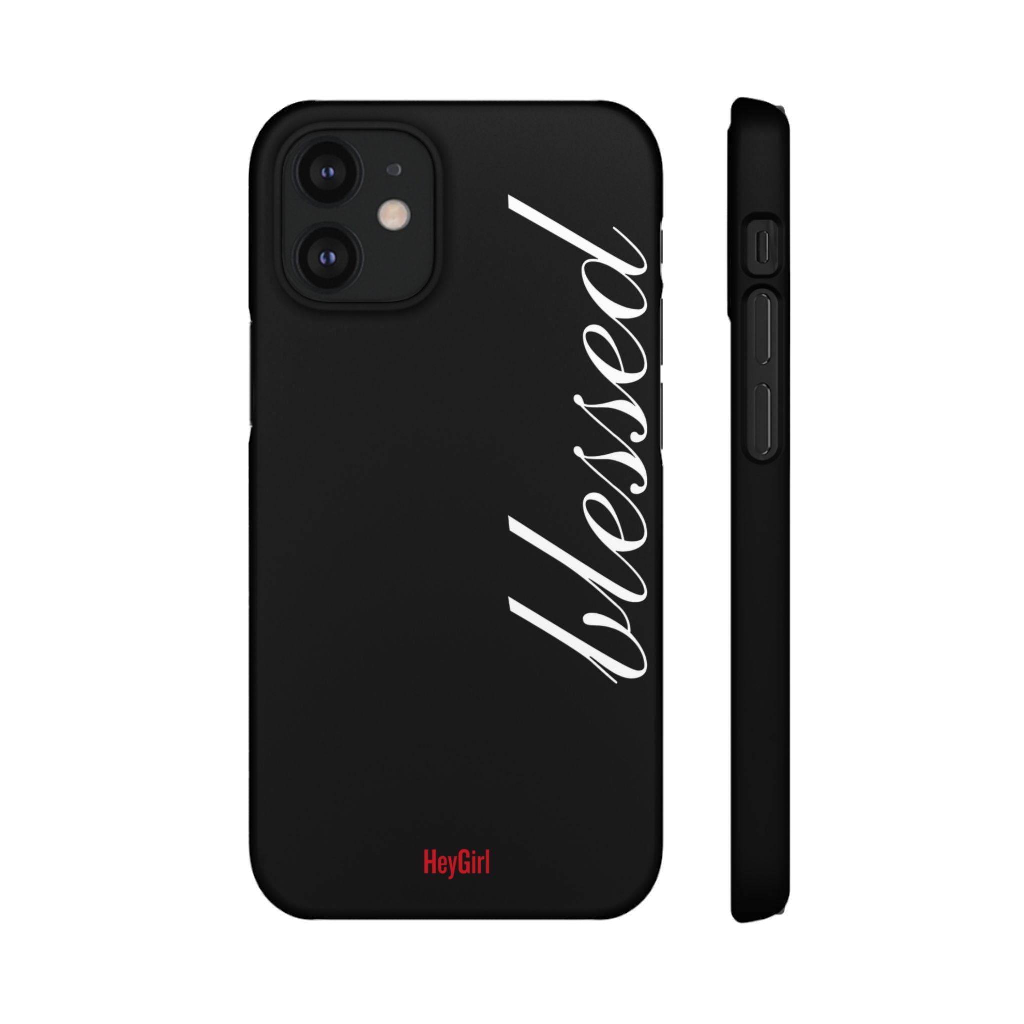 Blessed Phone Case — Glossy Black Phone Case with 'blessed' Diagonal Script