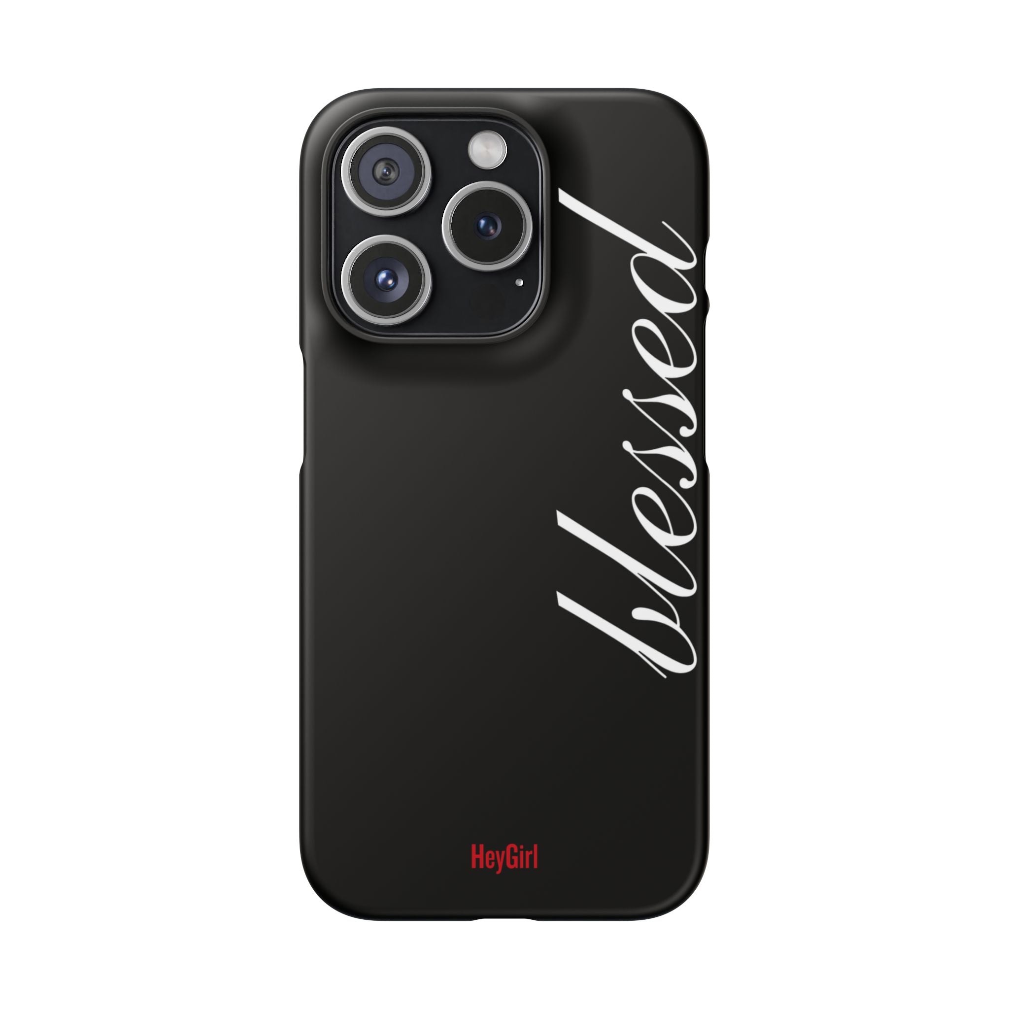 Blessed Phone Case — Glossy Black Phone Case with 'blessed' Diagonal Script
