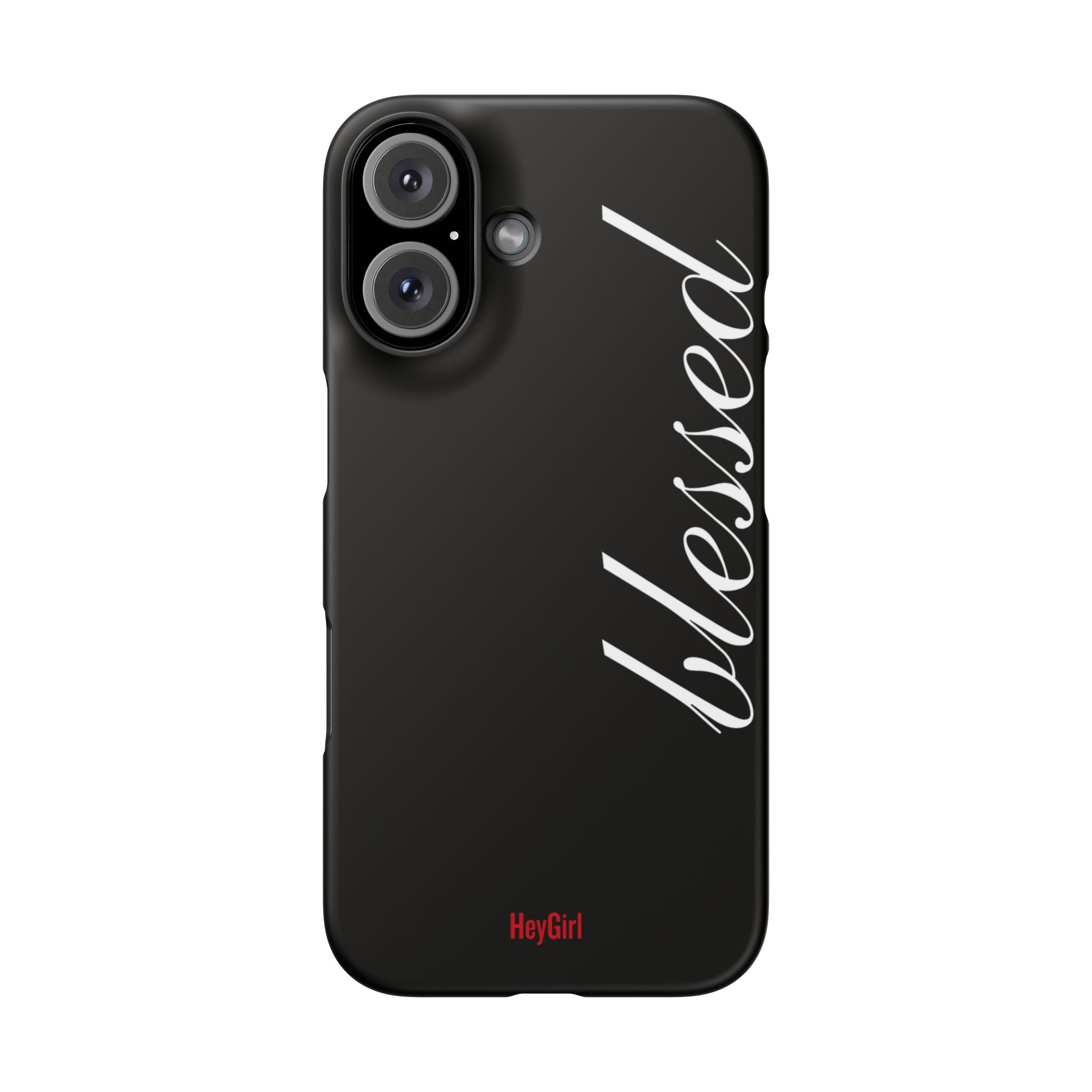 Blessed Phone Case — Glossy Black Phone Case with 'blessed' Diagonal Script