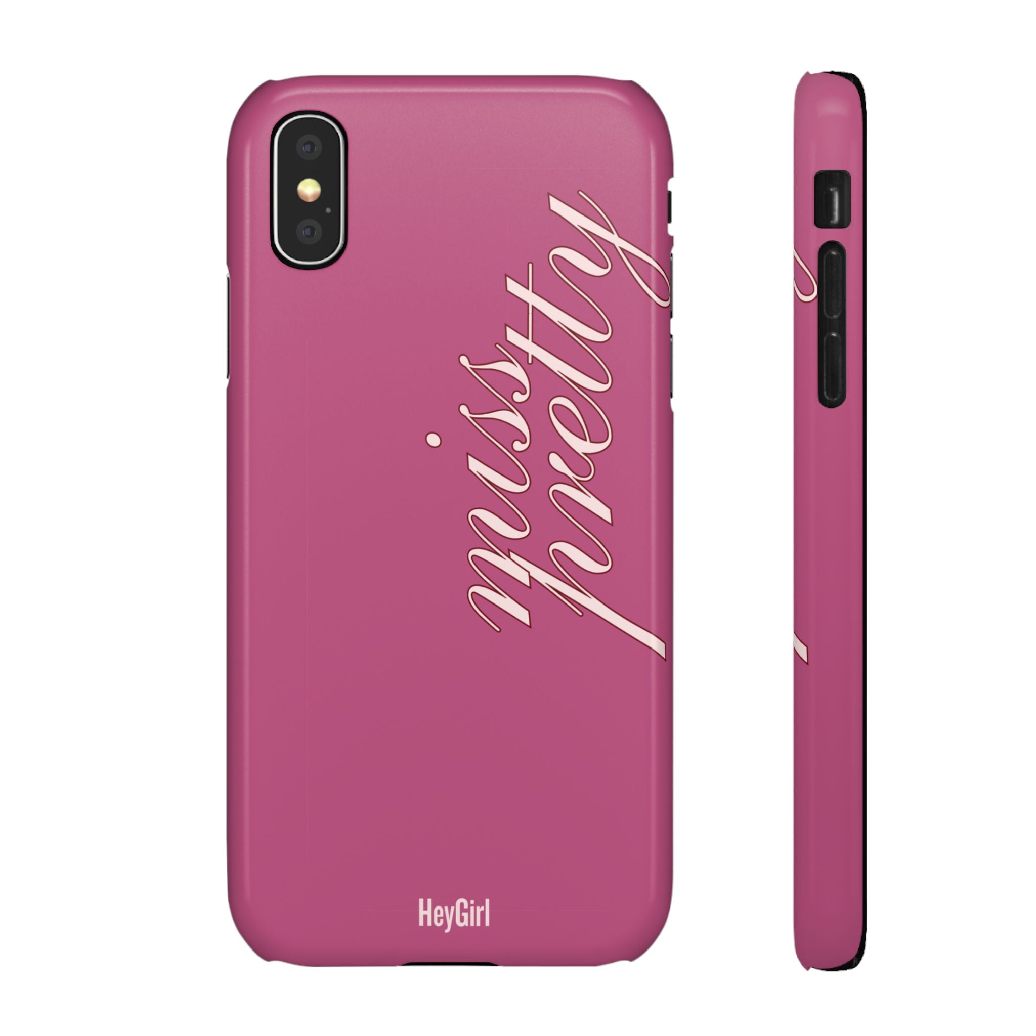 Pink “Miss Pretty” Phone Case, Feminine Protective iPhone Cover
