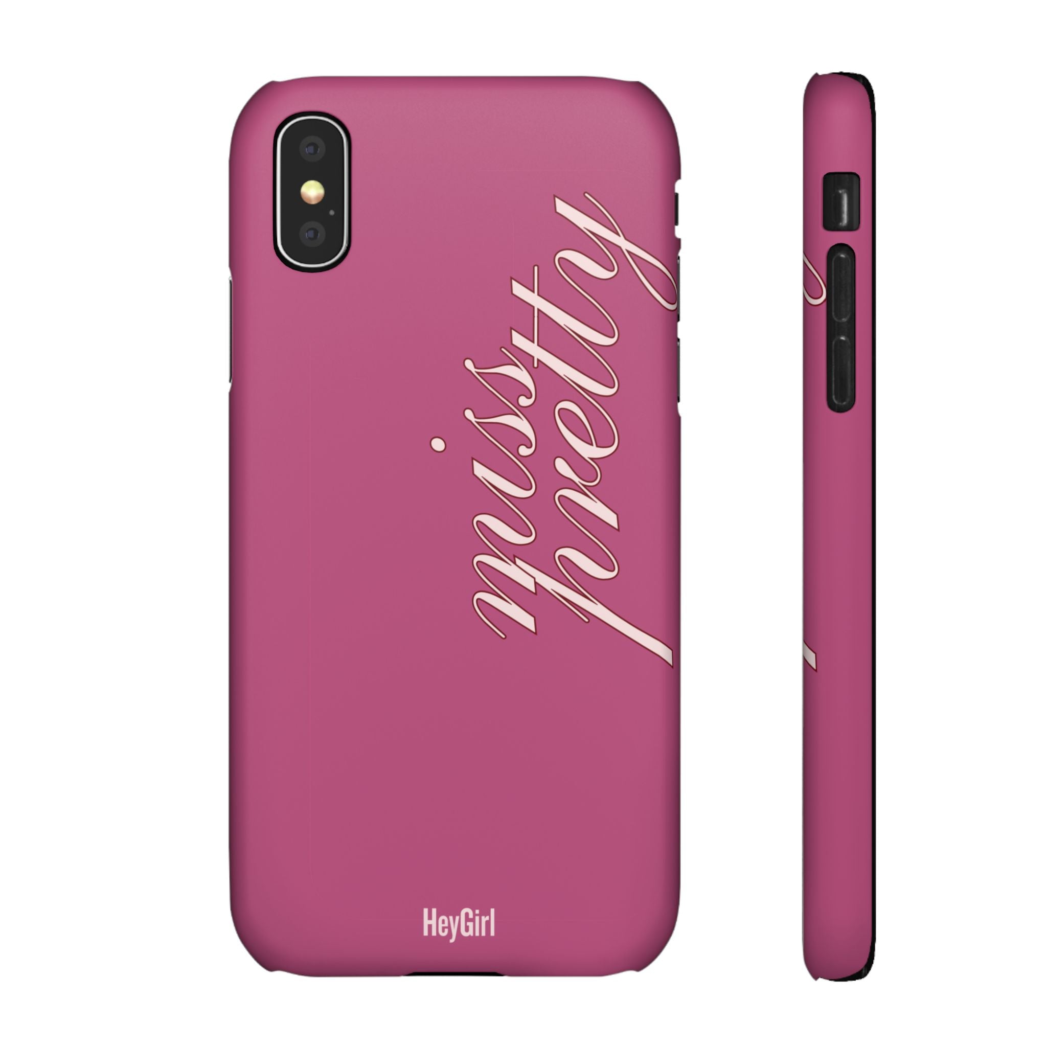 Pink “Miss Pretty” Phone Case, Feminine Protective iPhone Cover