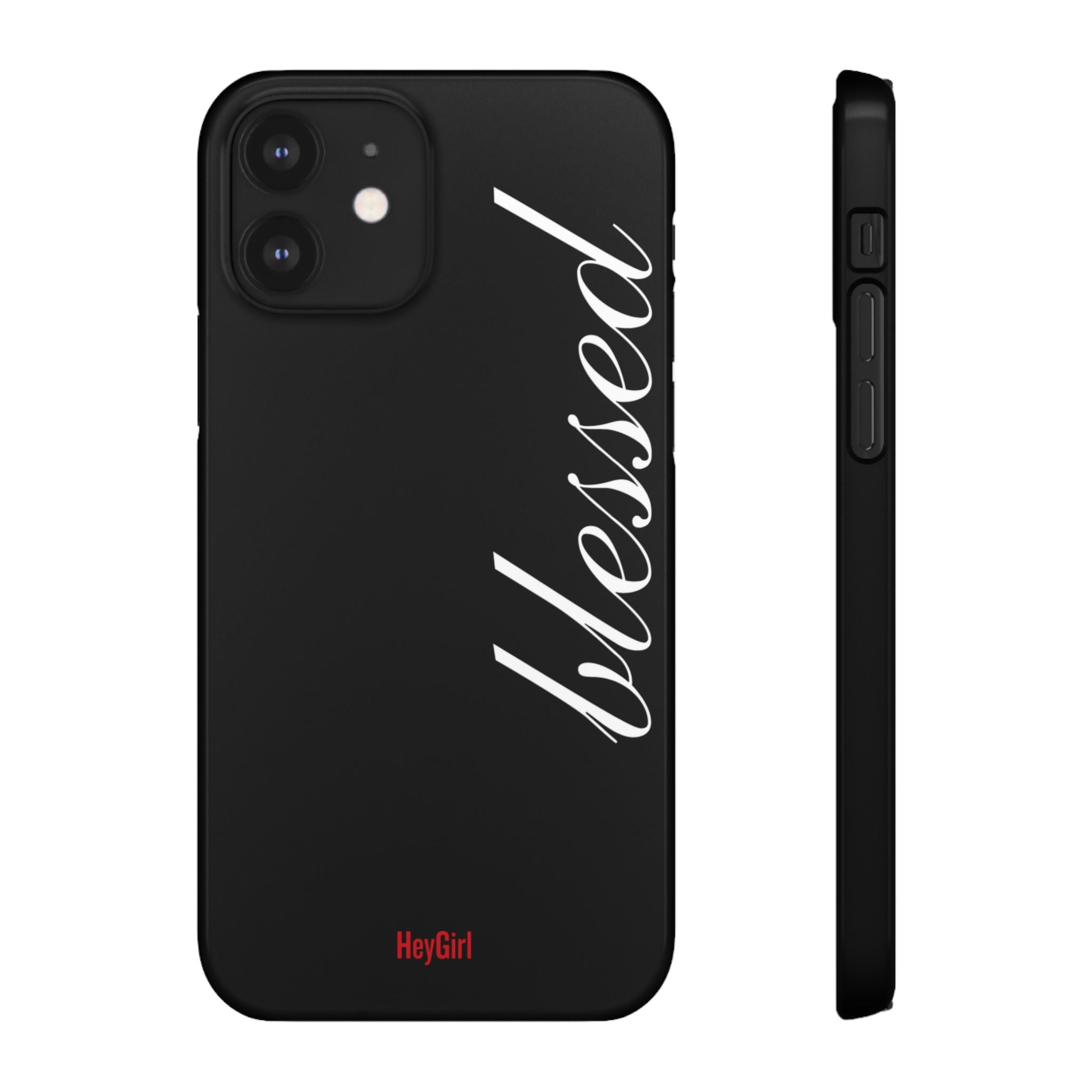 Blessed Phone Case — Glossy Black Phone Case with 'blessed' Diagonal Script