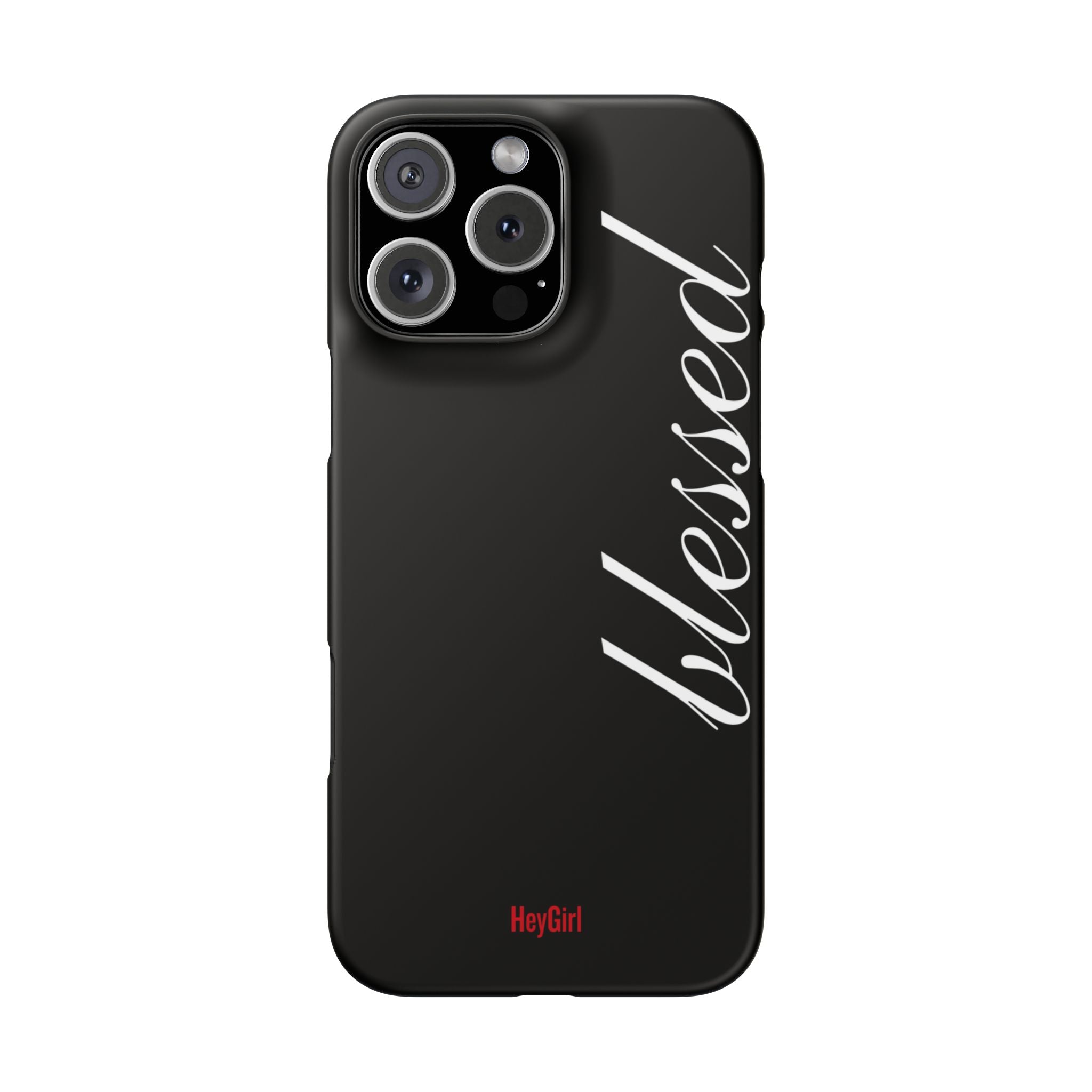 Blessed Phone Case — Glossy Black Phone Case with 'blessed' Diagonal Script