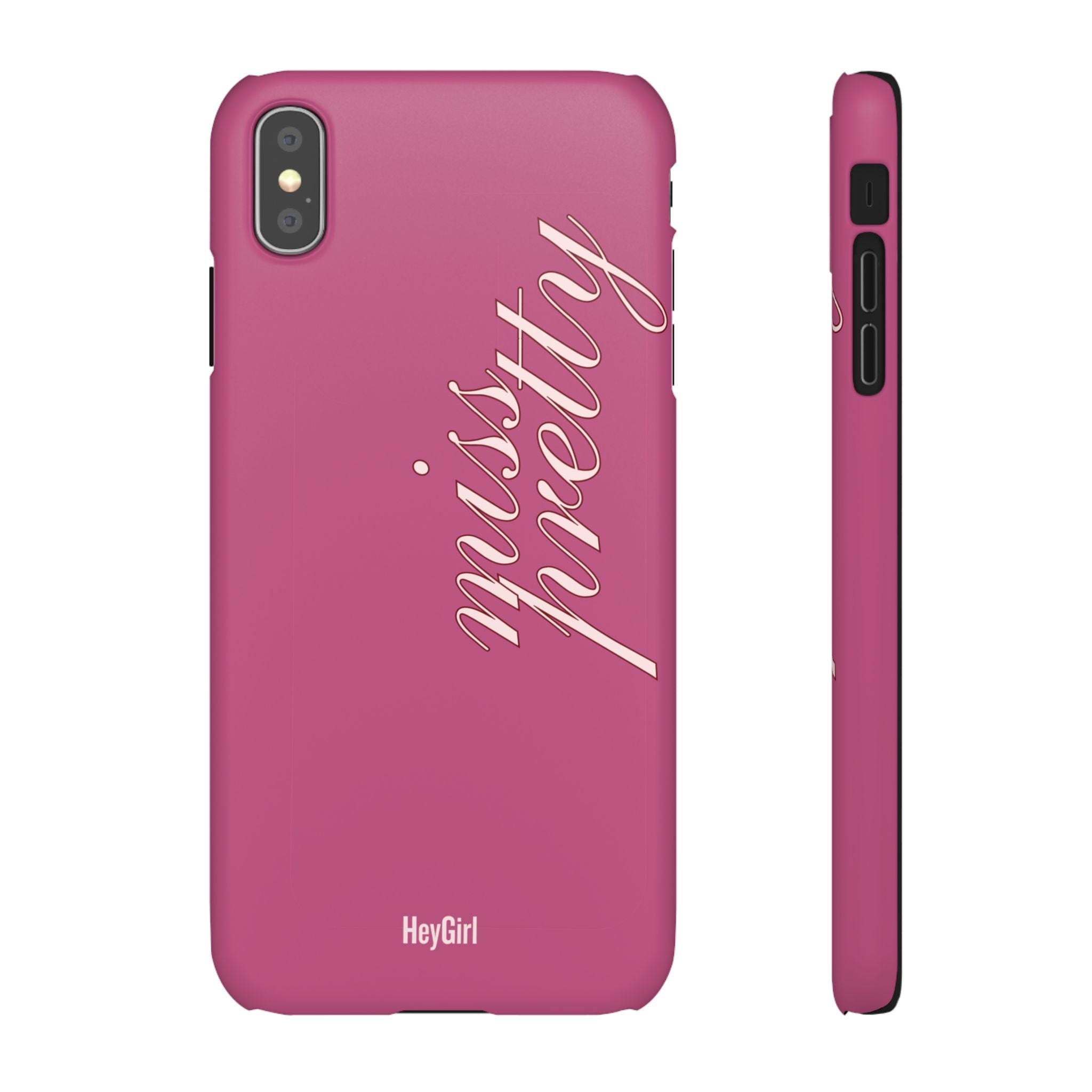 Pink “Miss Pretty” Phone Case, Feminine Protective iPhone Cover