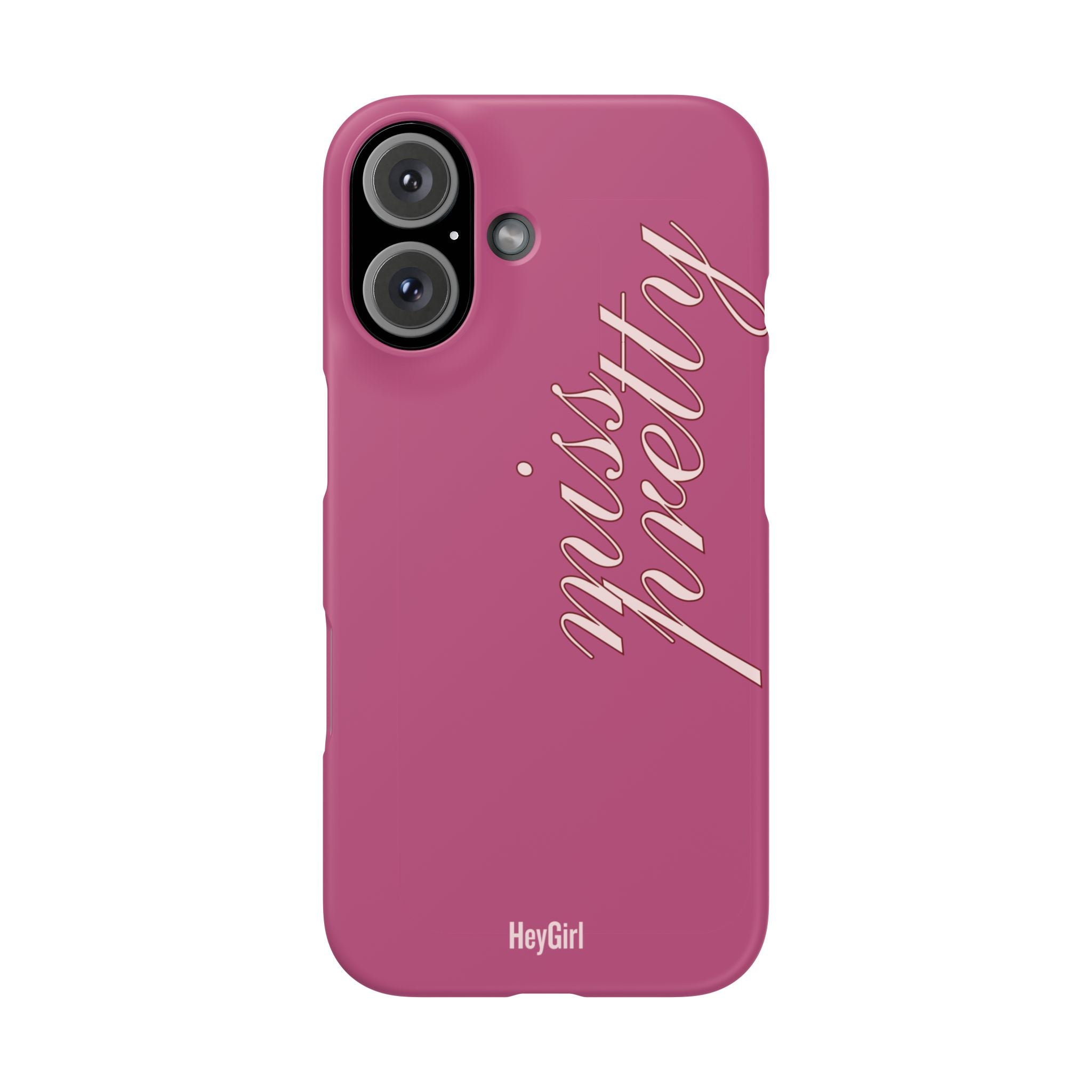 Pink “Miss Pretty” Phone Case, Feminine Protective iPhone Cover
