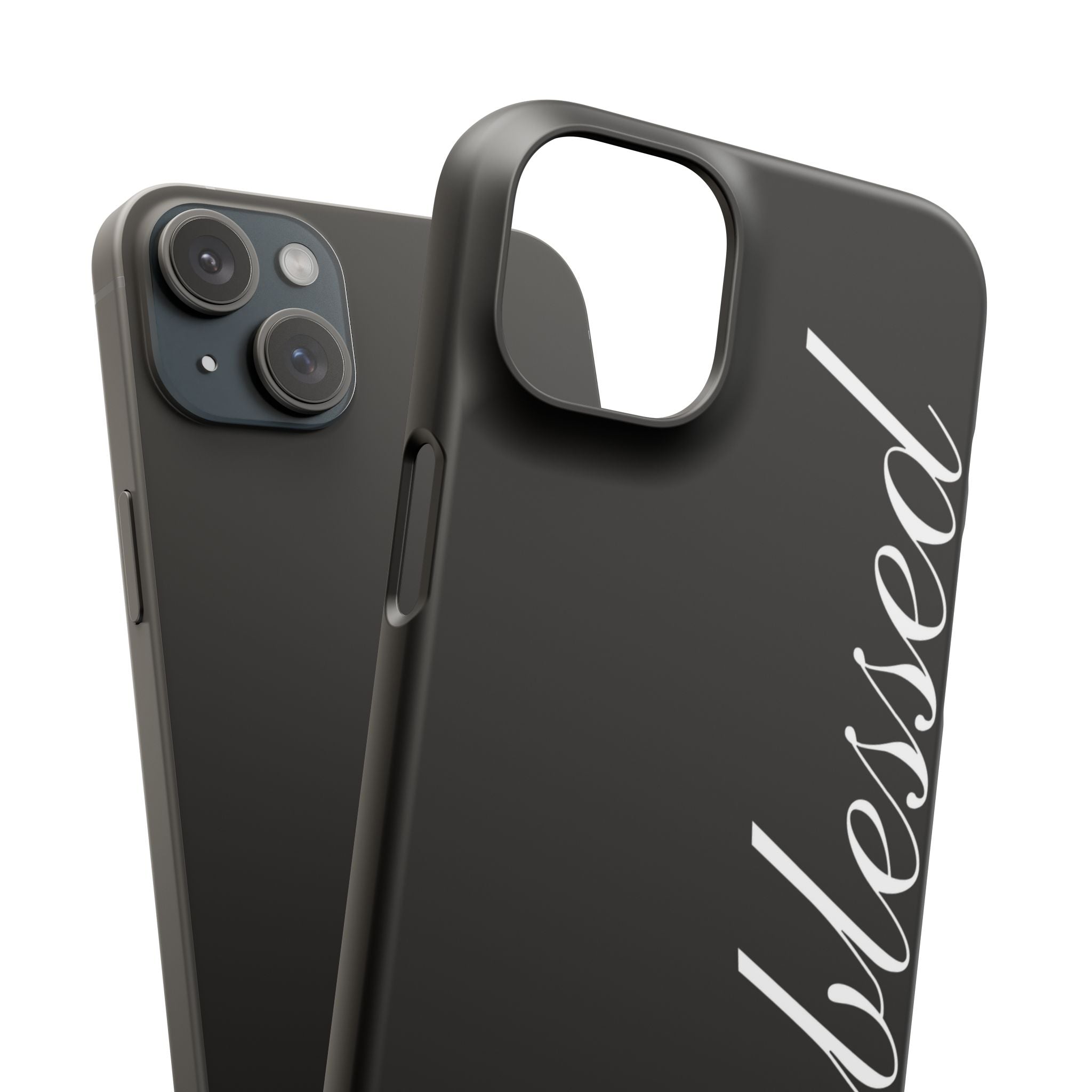 Blessed Phone Case — Glossy Black Phone Case with 'blessed' Diagonal Script