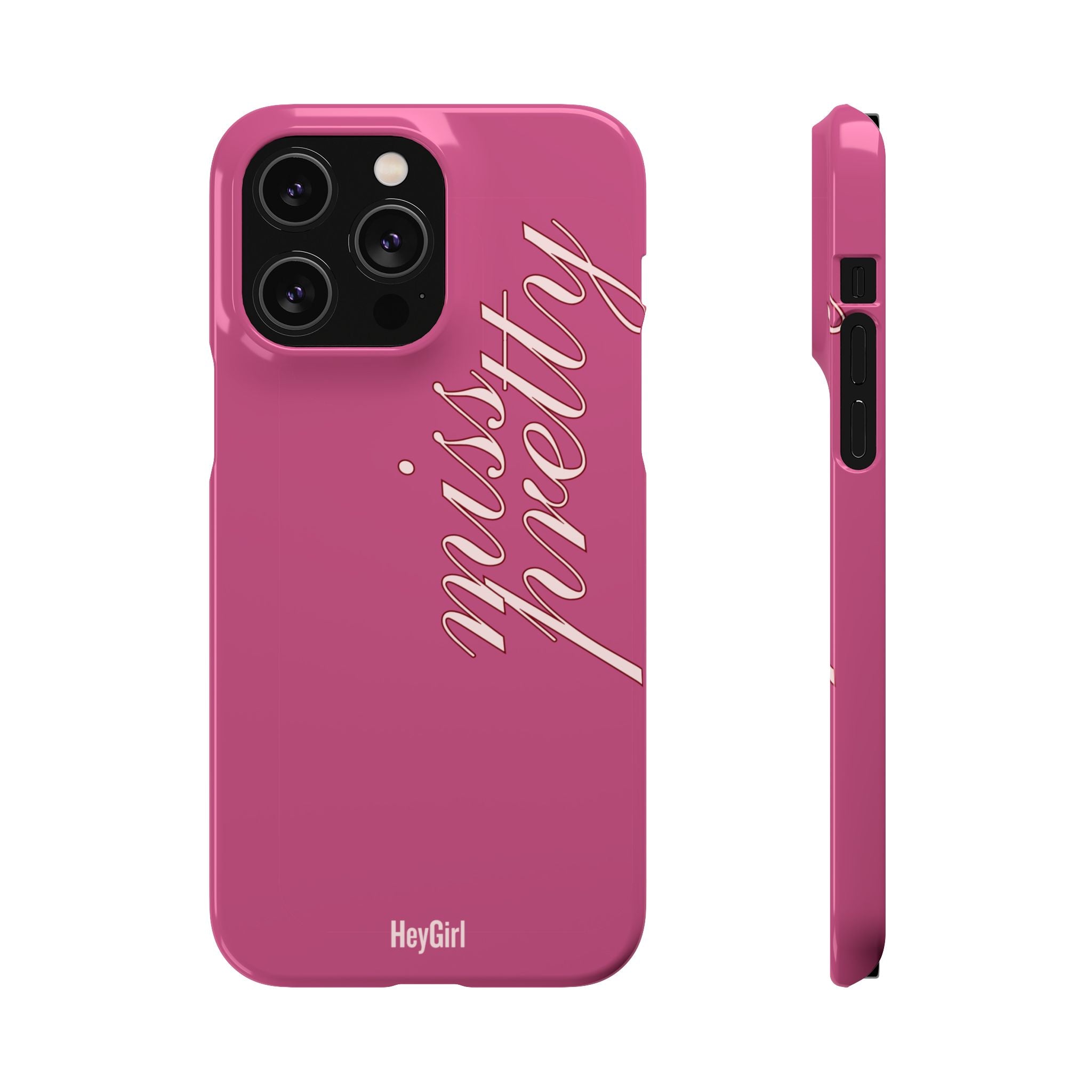 Pink “Miss Pretty” Phone Case, Feminine Protective iPhone Cover