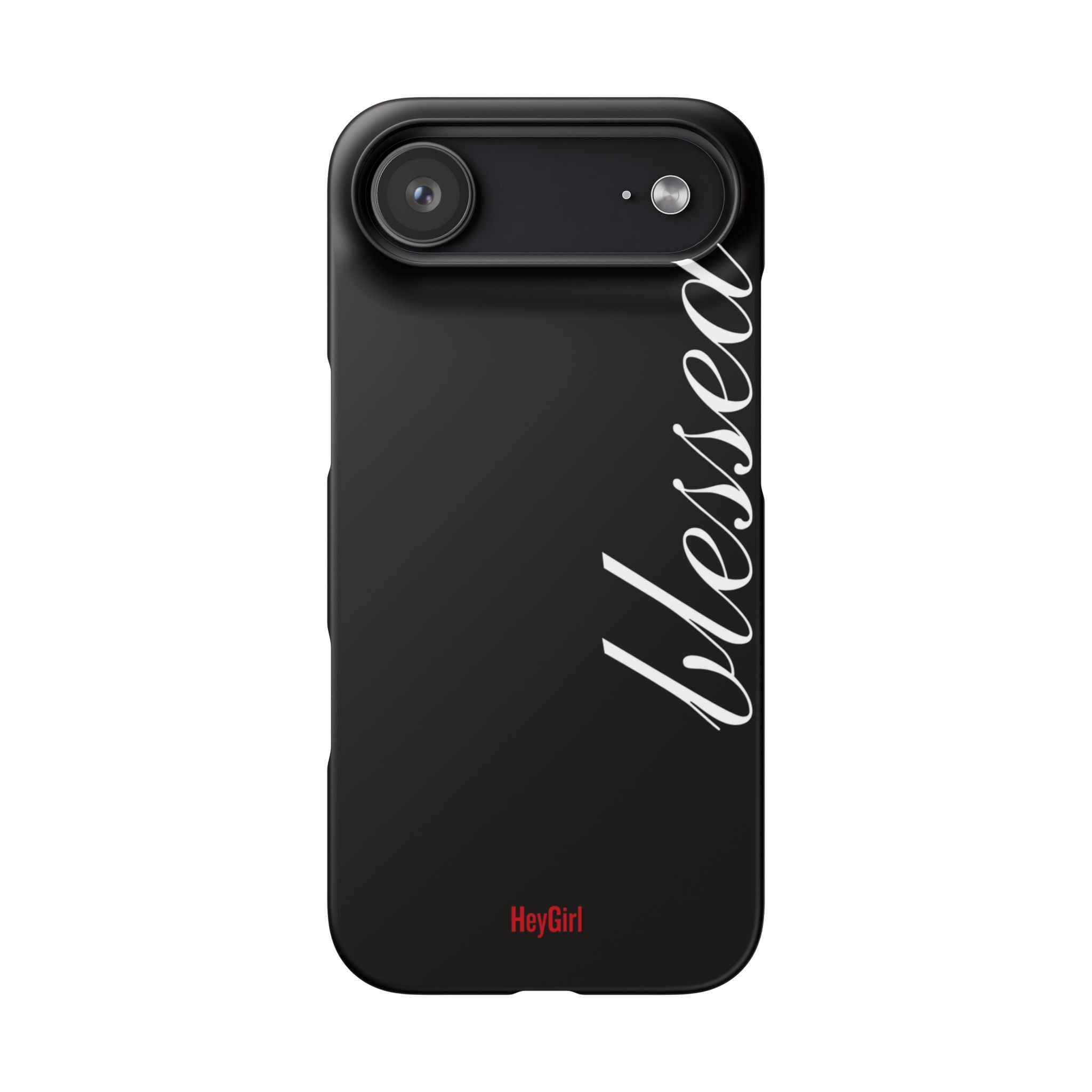 Blessed Phone Case — Glossy Black Phone Case with 'blessed' Diagonal Script