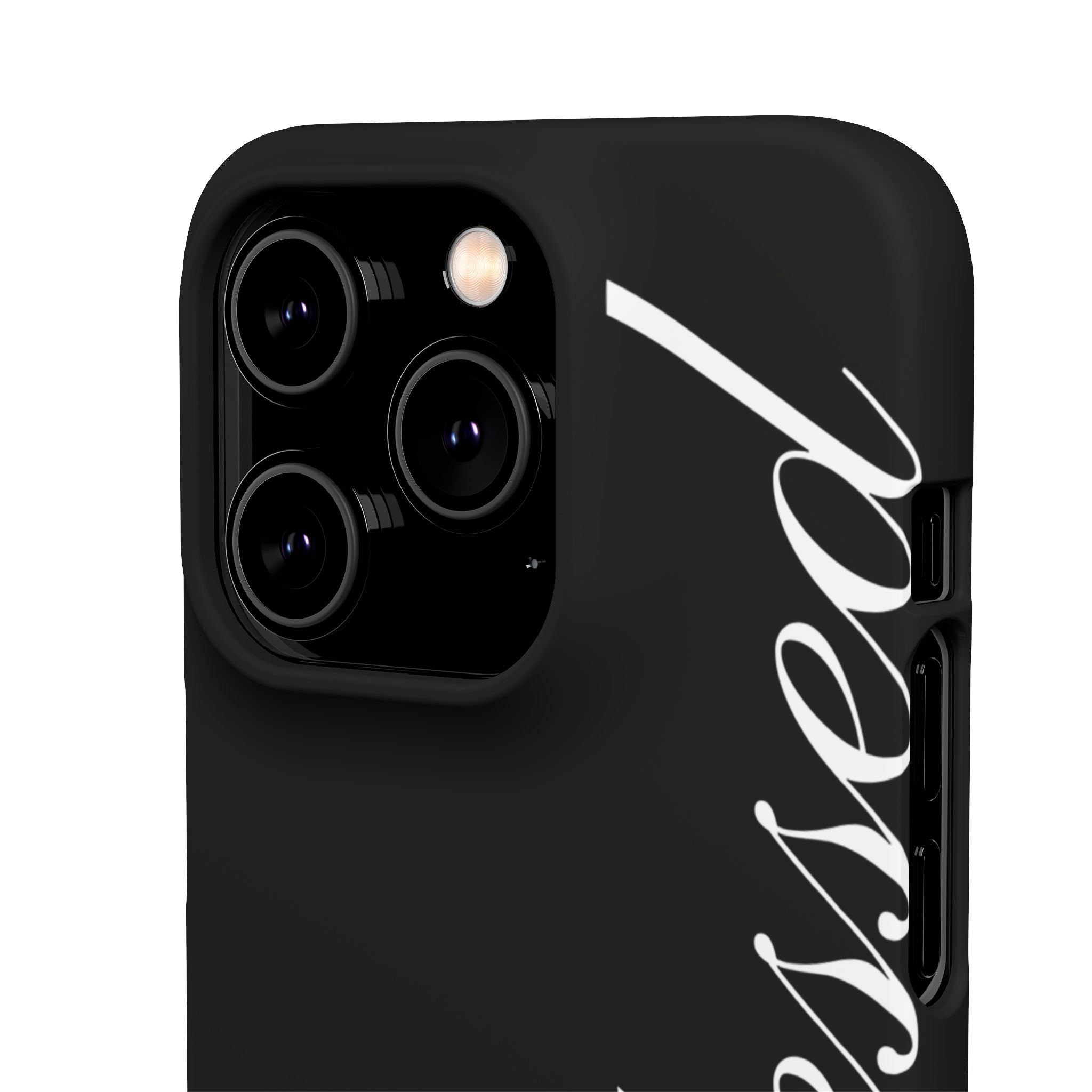 Blessed Phone Case — Glossy Black Phone Case with 'blessed' Diagonal Script