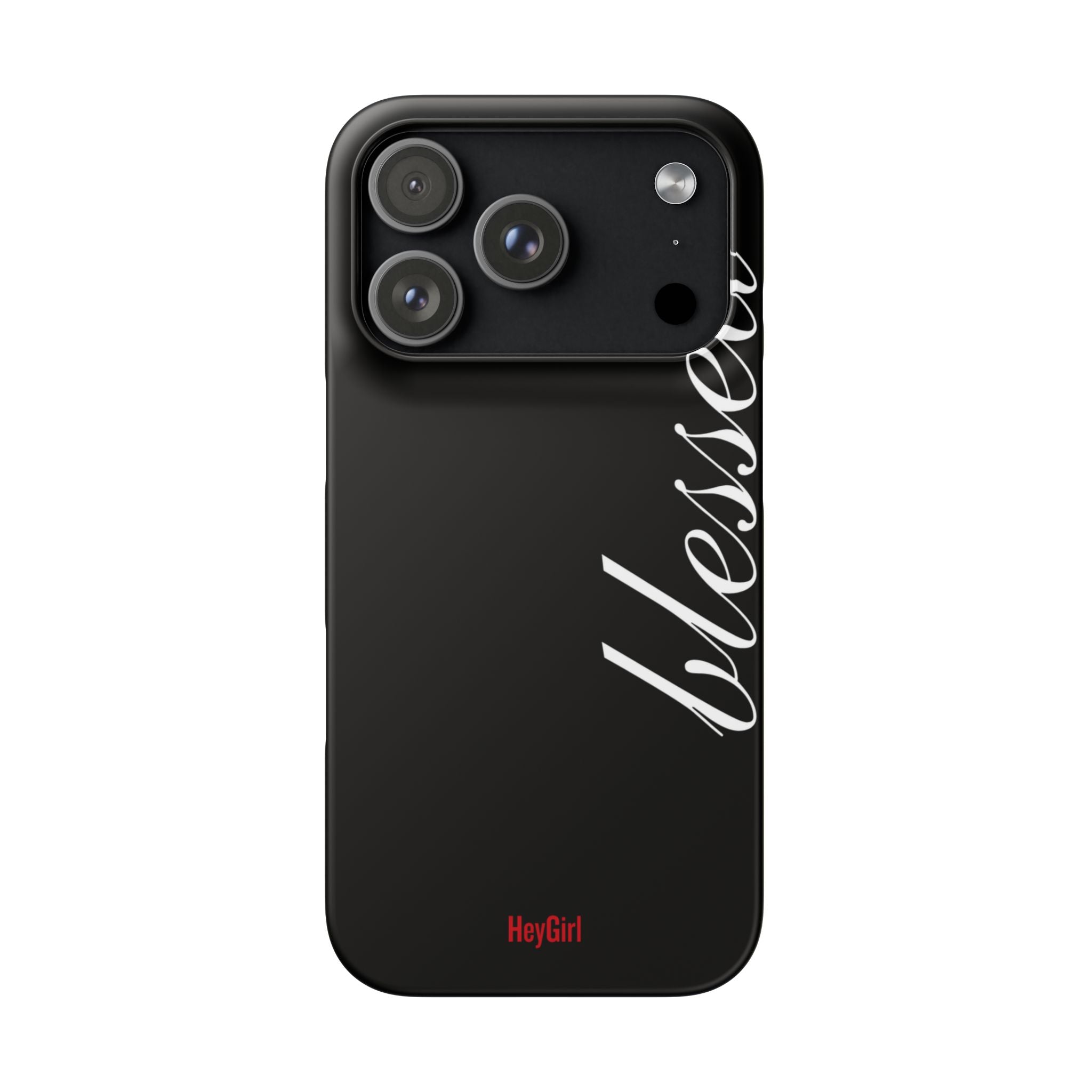 Blessed Phone Case — Glossy Black Phone Case with 'blessed' Diagonal Script