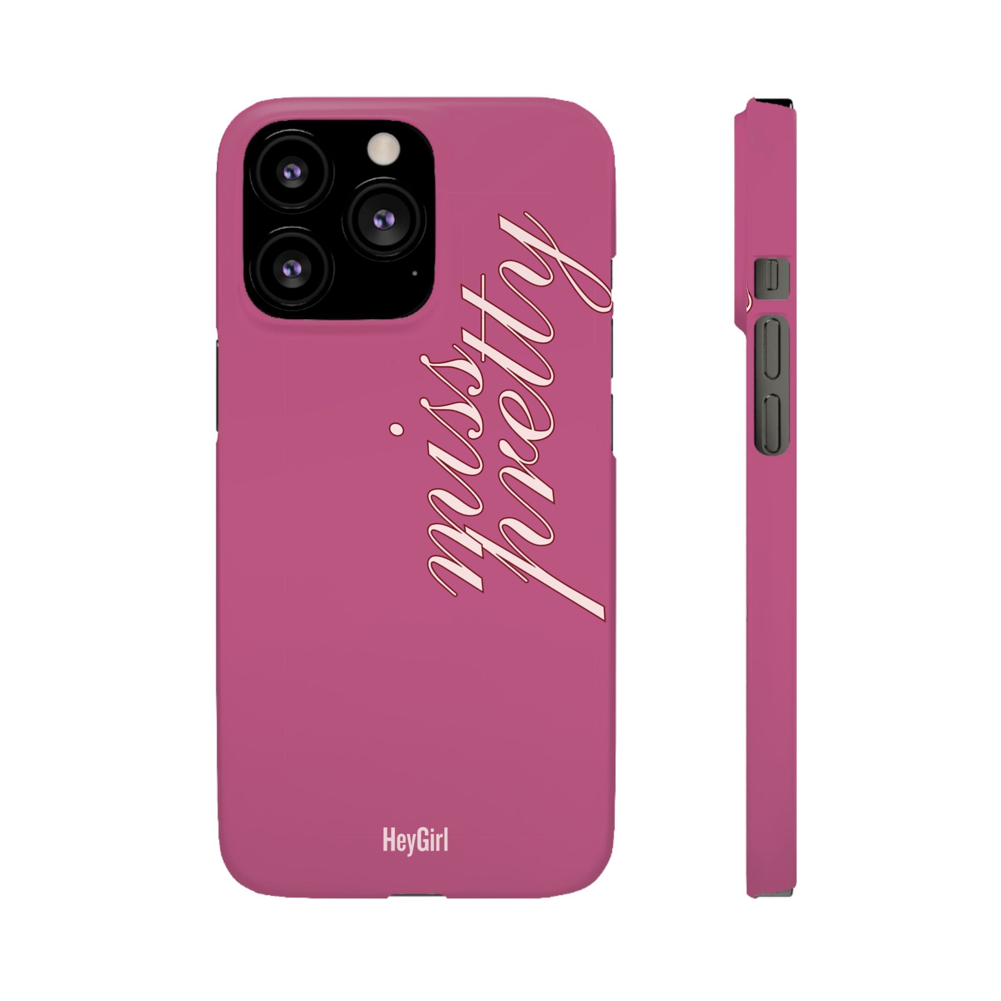 Pink “Miss Pretty” Phone Case, Feminine Protective iPhone Cover