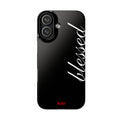 Blessed Phone Case — Glossy Black Phone Case with 'blessed' Diagonal Script