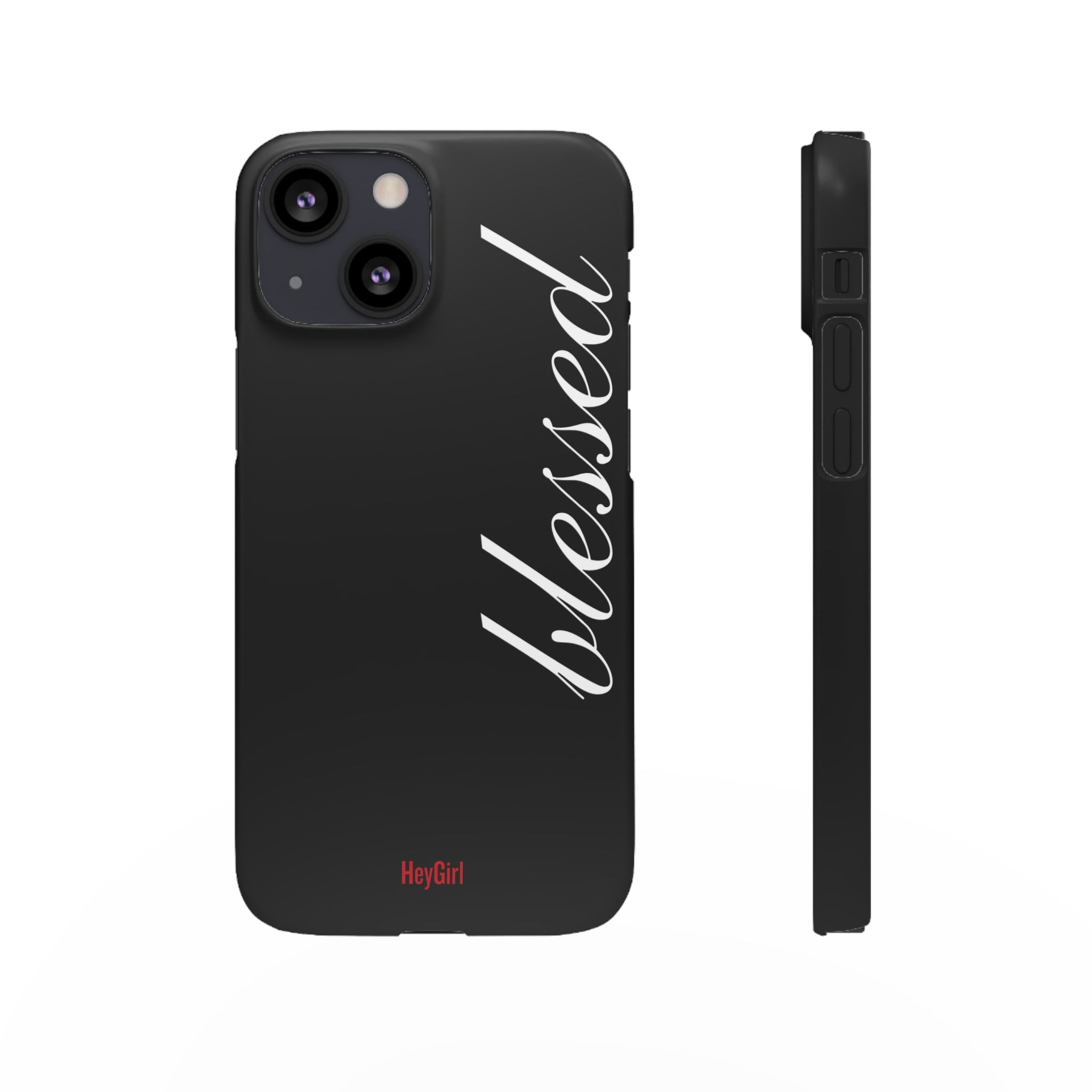 Blessed Phone Case — Glossy Black Phone Case with 'blessed' Diagonal Script