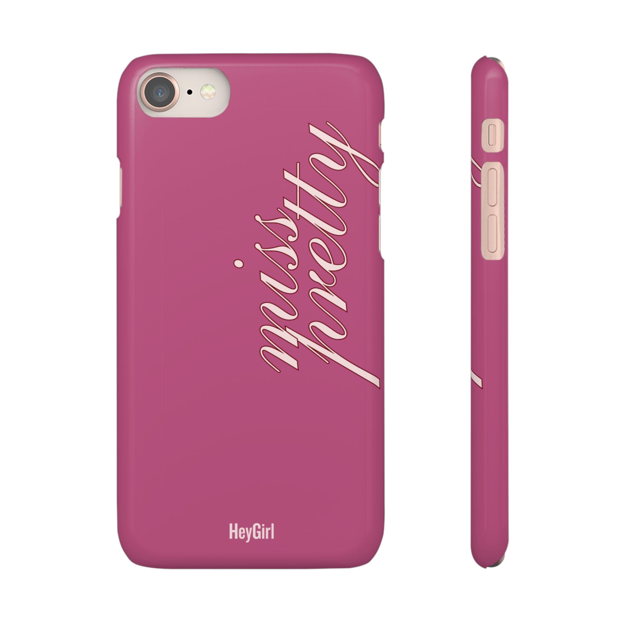 Pink “Miss Pretty” Phone Case, Feminine Protective iPhone Cover