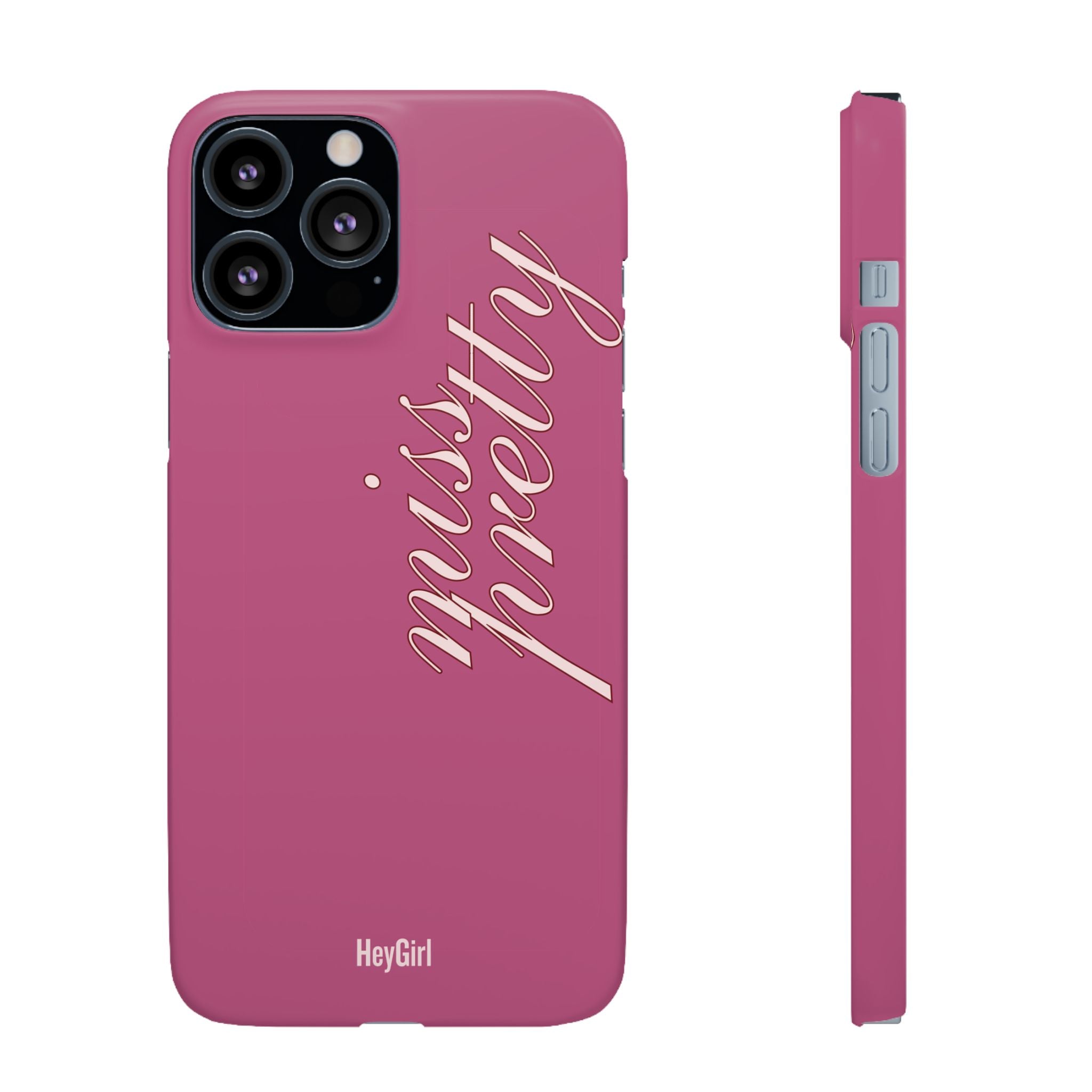 Pink “Miss Pretty” Phone Case, Feminine Protective iPhone Cover