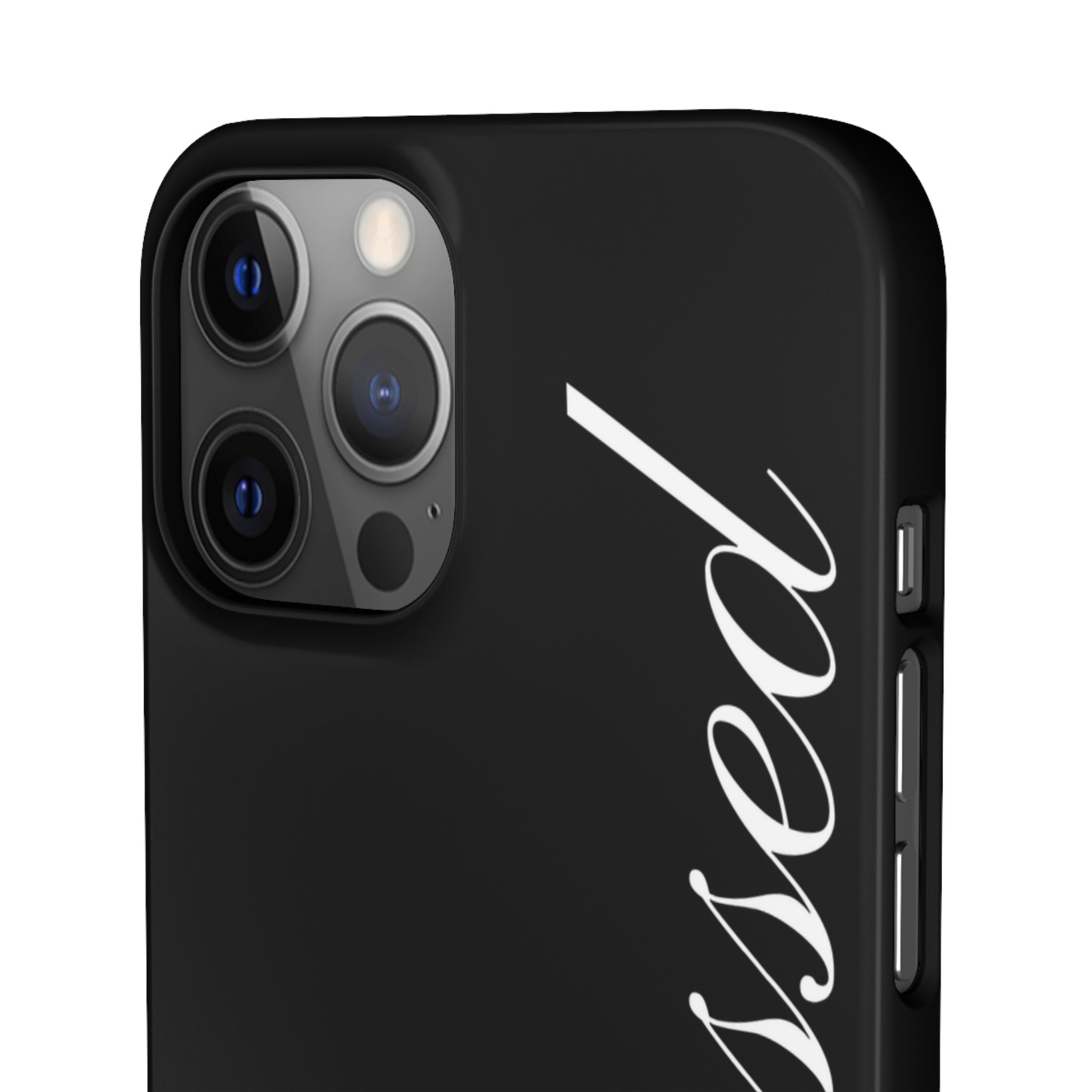 Blessed Phone Case — Glossy Black Phone Case with 'blessed' Diagonal Script