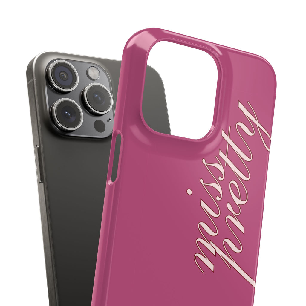 Pink “Miss Pretty” Phone Case, Feminine Protective iPhone Cover