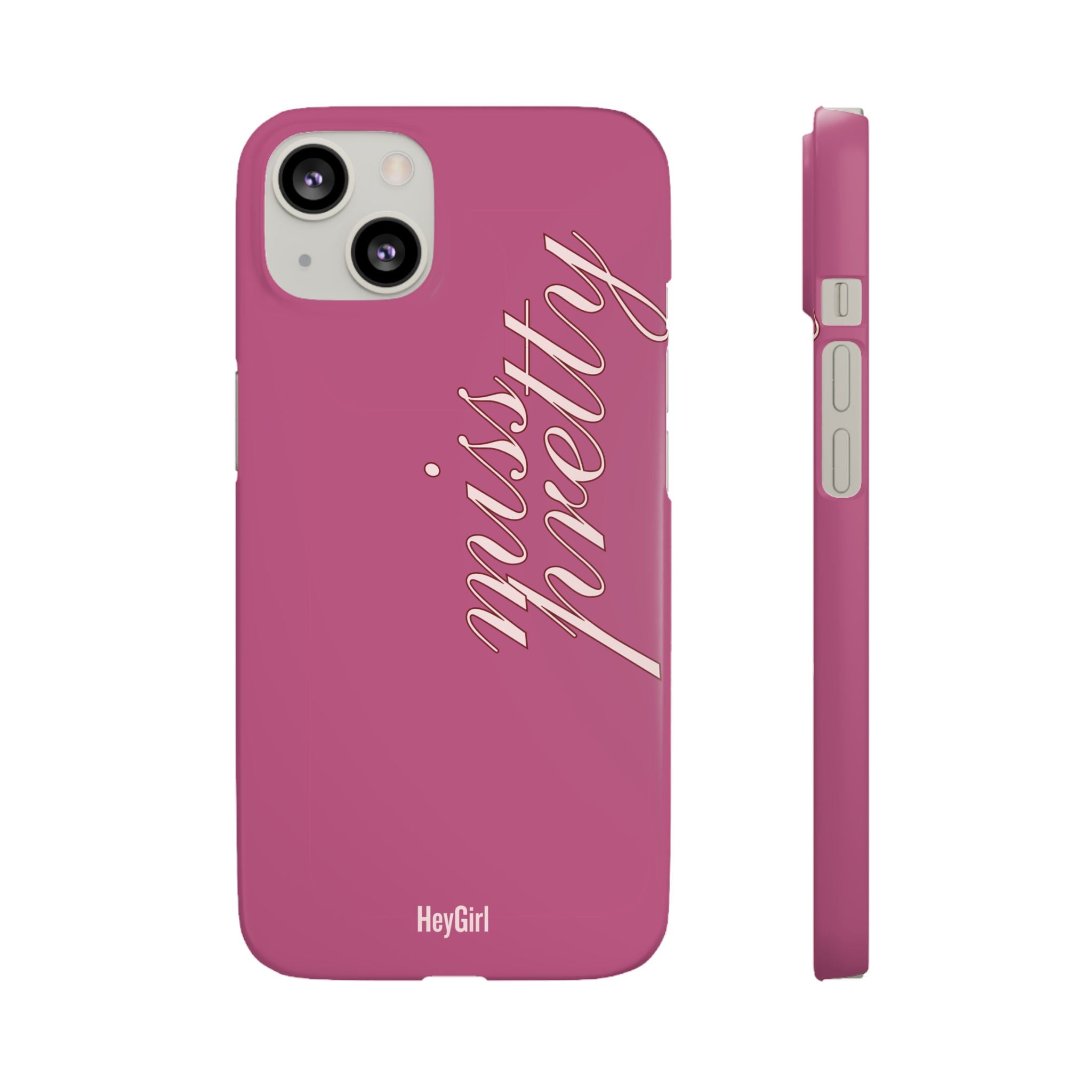 Pink “Miss Pretty” Phone Case, Feminine Protective iPhone Cover