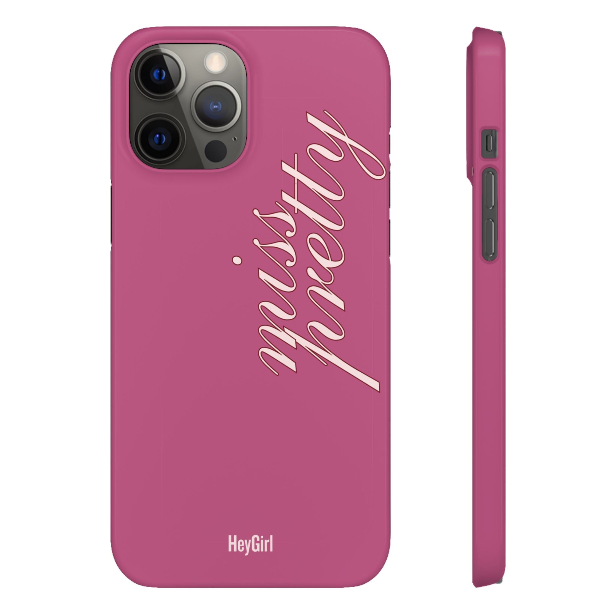 Pink “Miss Pretty” Phone Case, Feminine Protective iPhone Cover