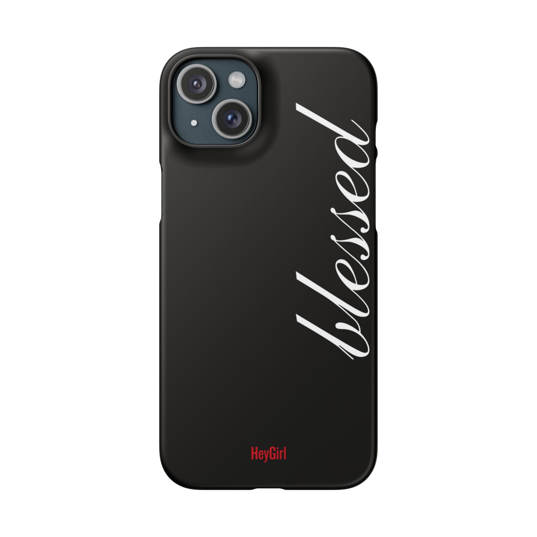 Blessed Phone Case — Glossy Black Phone Case with 'blessed' Diagonal Script