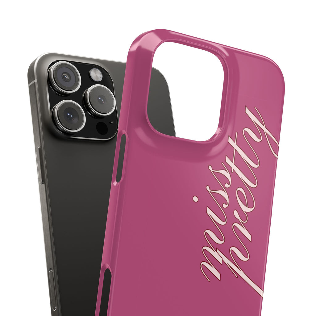 Pink “Miss Pretty” Phone Case, Feminine Protective iPhone Cover