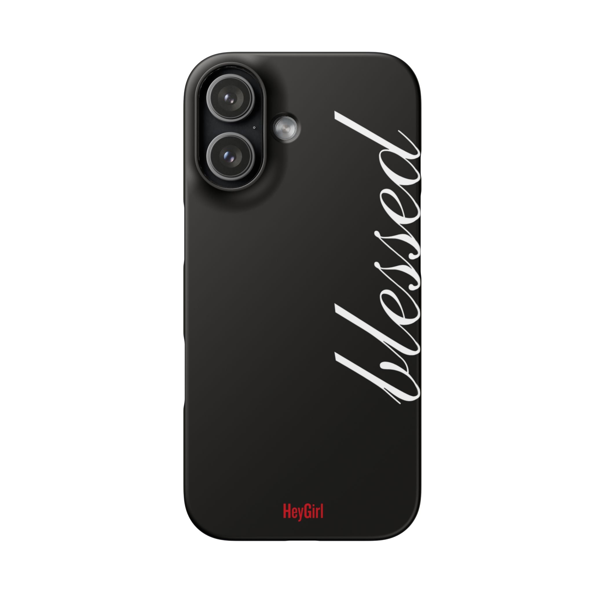Blessed Phone Case — Glossy Black Phone Case with 'blessed' Diagonal Script