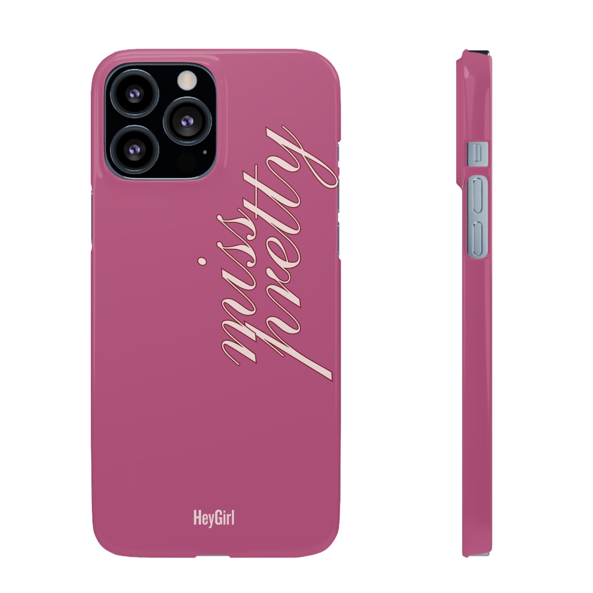 Pink “Miss Pretty” Phone Case, Feminine Protective iPhone Cover