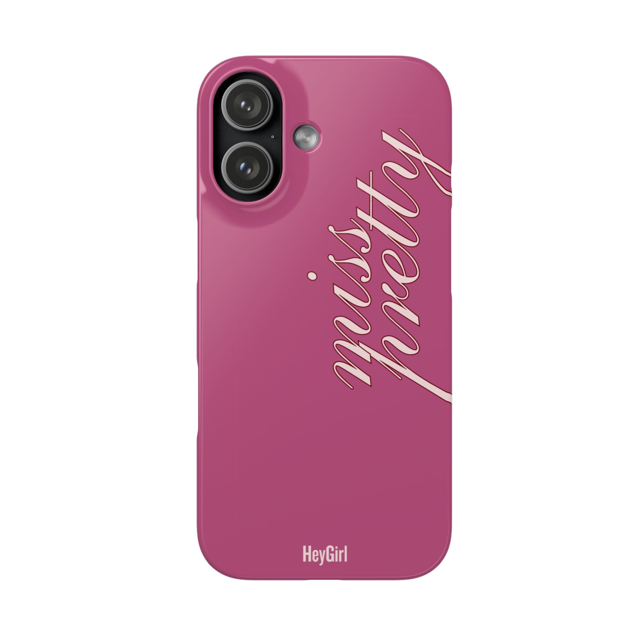 Pink “Miss Pretty” Phone Case, Feminine Protective iPhone Cover