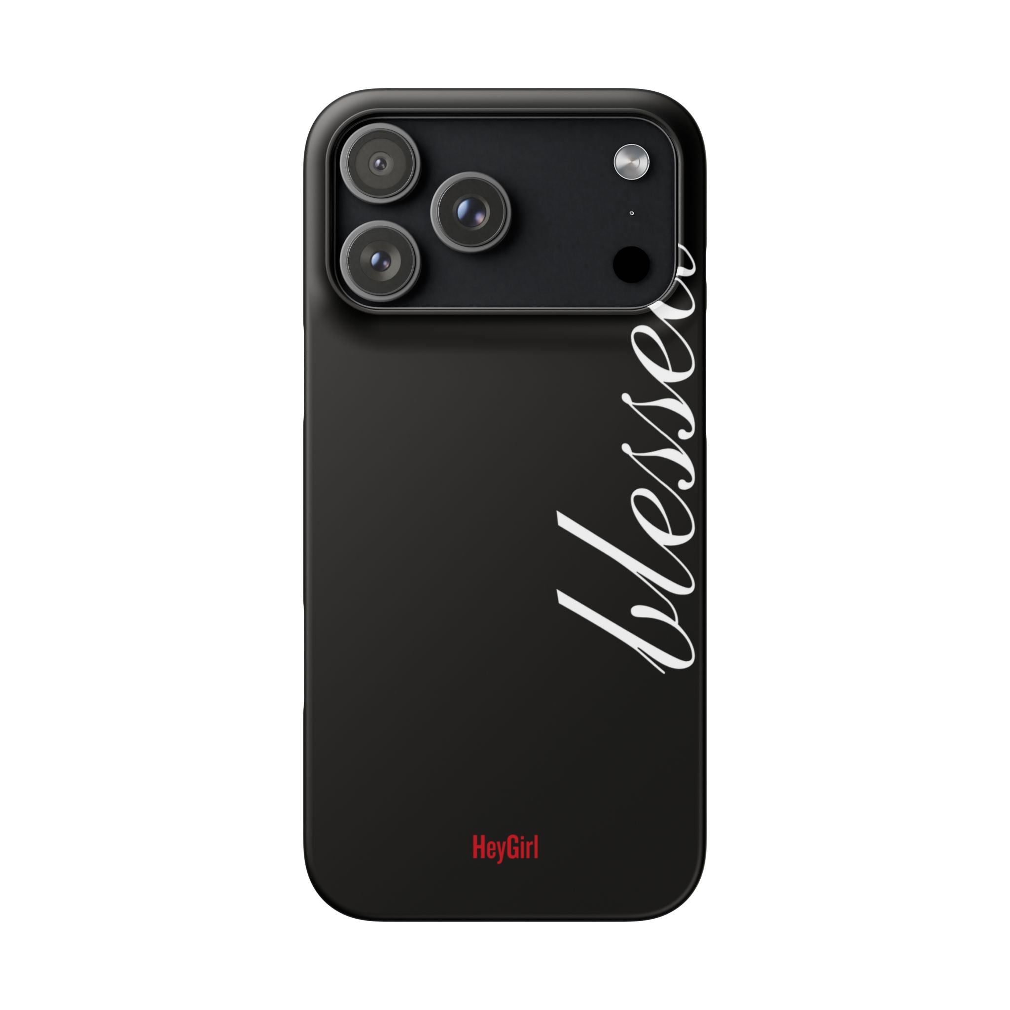 Blessed Phone Case — Glossy Black Phone Case with 'blessed' Diagonal Script